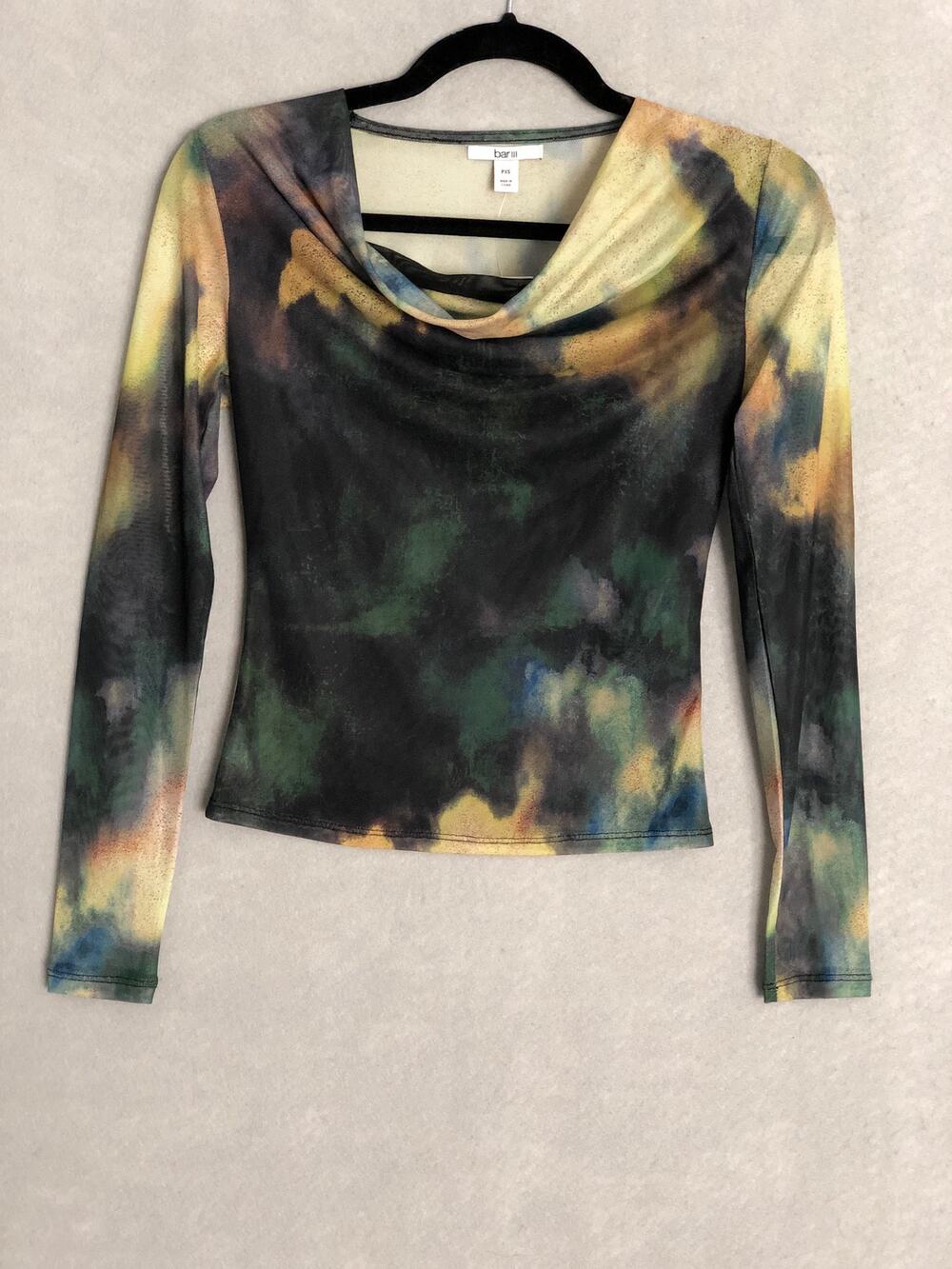 Bar III Long Sleeve Top Mesh in Dani Dye Women's Petite XS NEW